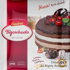BIZCOCHUELO REDONDO 3 CAPAS CHOCOLATE 500 GR CONDESA x 1